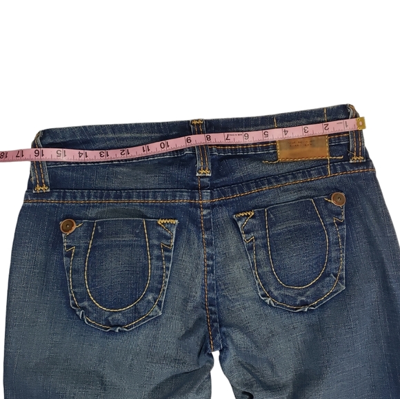True Religion Jeans Size 31. Button Fly Low Rise Flare Thick Stitch - Picture 13 of 16